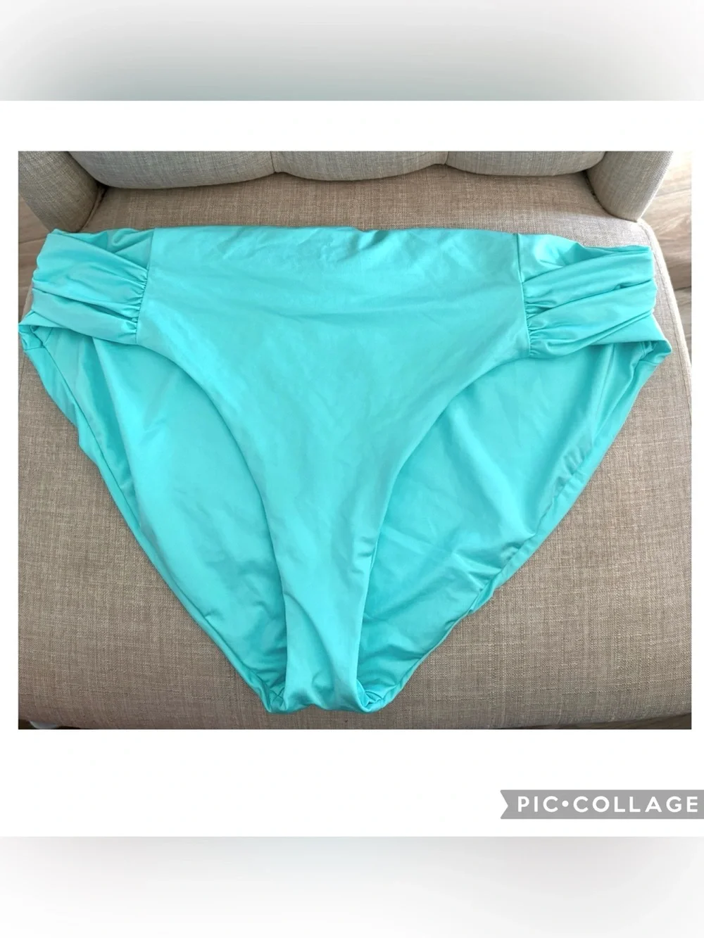 NWT Trina Turk Monaco Bikini Bottom Size 20 Aqua Blue Side Tab